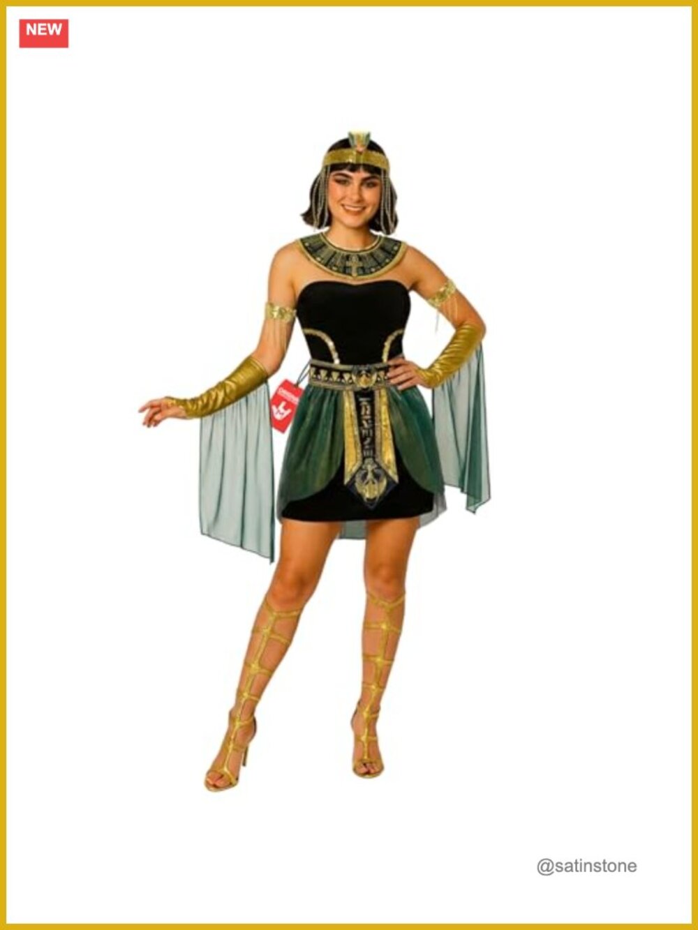 Cleopatra Costume Dress Collar Headpiece Gloves Halloween Cosplay